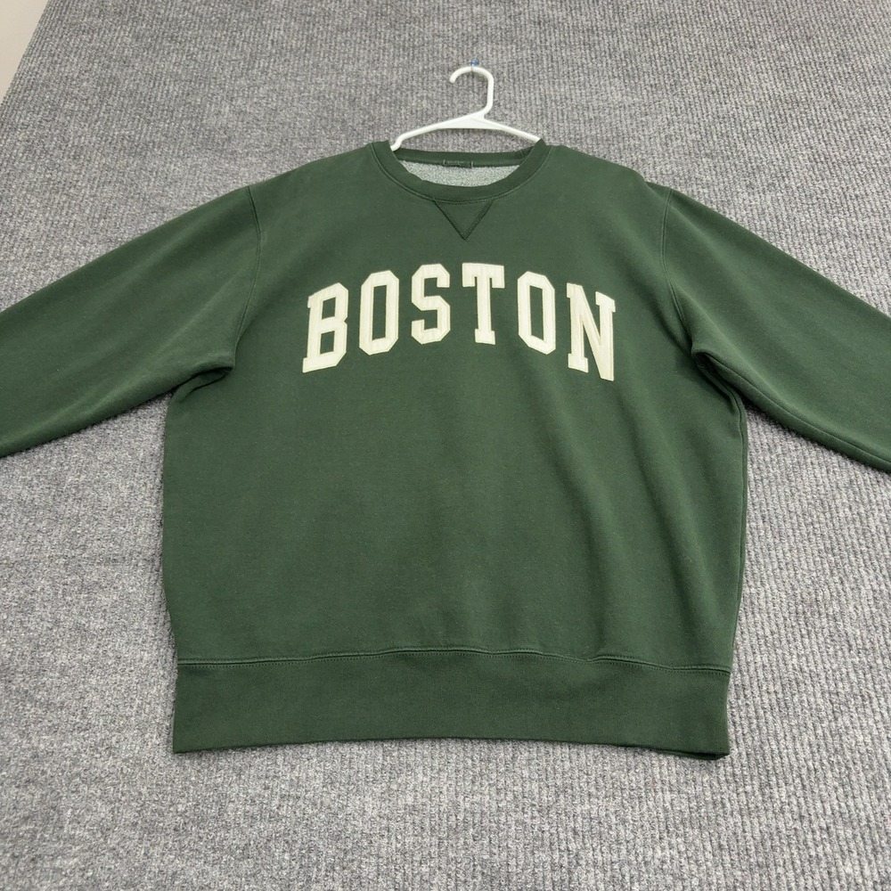 Boston John Galt Sweatshirt Mens L Green Cotton Blend Oversized Collegiate Style